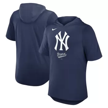 Men's New York Yankees Nike Navy Tri-Blend Hoodie T-Shirt Men's New York Yankees Nike Navy Tri-Blend Hoodie T-Shirt