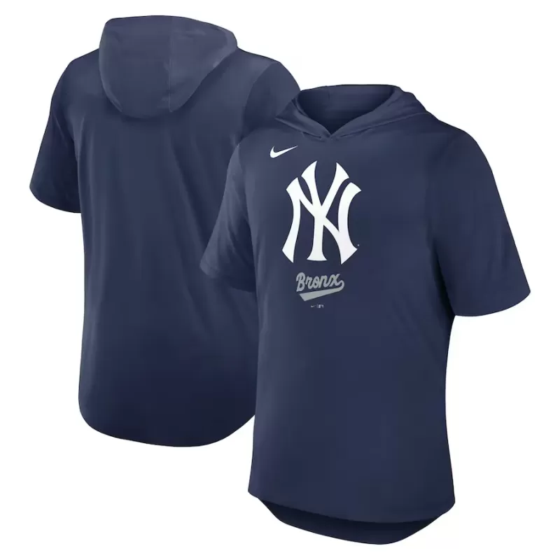 Men's New York Yankees Nike Navy Tri-Blend Hoodie T-Shirt Men's New York Yankees Nike Navy Tri-Blend Hoodie T-Shirt