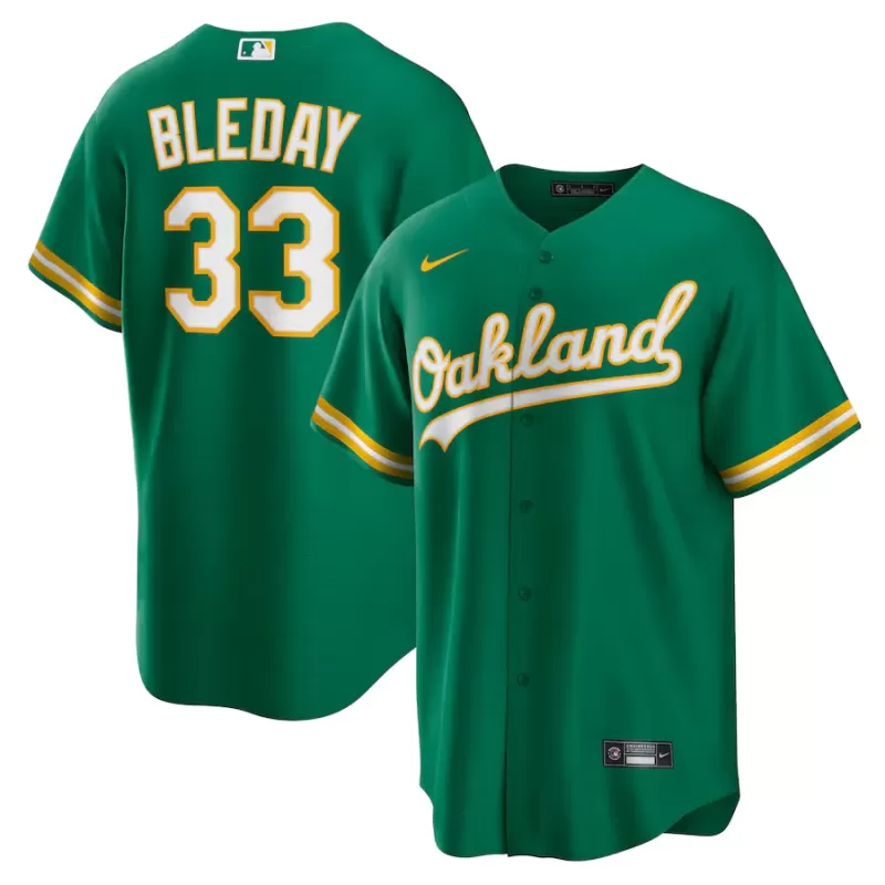 Men's Oakland Athletics JJ Bleday Nike Kelly Green Alternate Replica Jersey Men's Oakland Athletics JJ Bleday Nike Kelly Green Alternate Replica Jersey