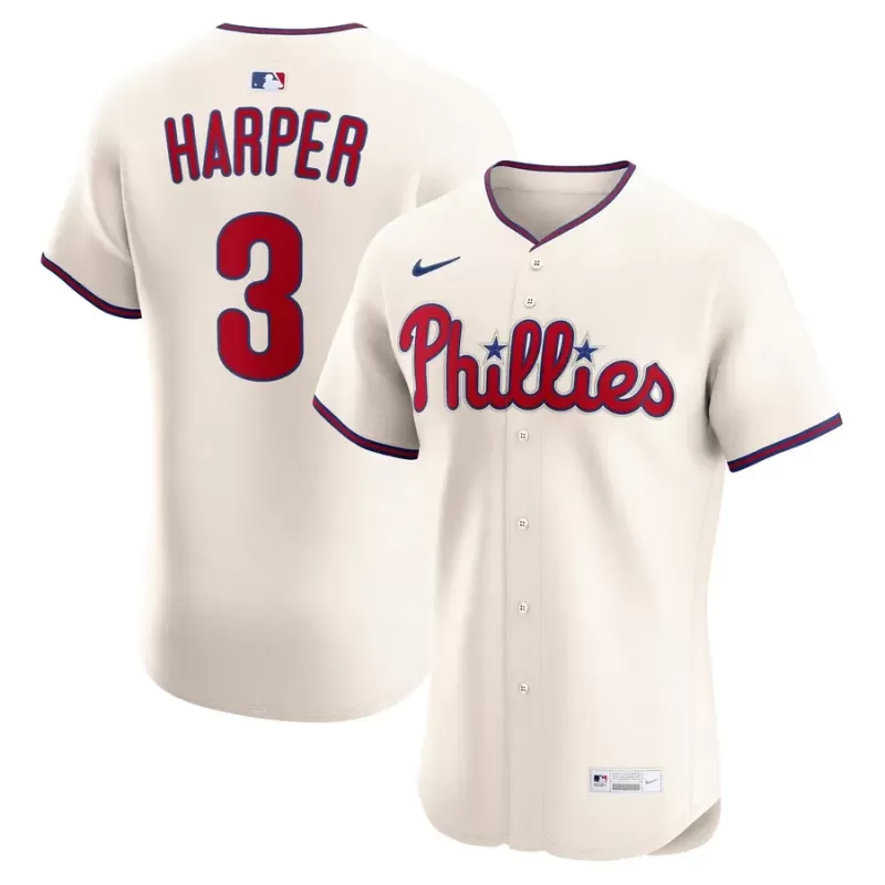 Men's Philadelphia Phillies Bryce Harper Nike Cream Alternate 2 Elite Jersey