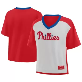 Men's Philadelphia Phillies Fanatics Red/Graphite Oversized Race To Win V-Neck T-Shirt Men's Philadelphia Phillies Fanatics Red/Graphite Oversized Race To Win V-Neck T-Shirt
