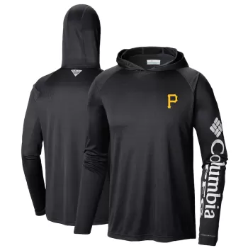 Men's Pittsburgh Pirates Columbia Black Terminal Tackle Long Sleeve Hoodie T-Shirt Men's Pittsburgh Pirates Columbia Black Terminal Tackle Long Sleeve Hoodie T-Shirt