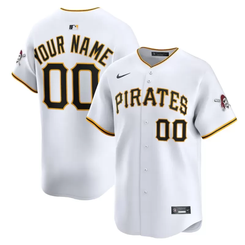 Men's Pittsburgh Pirates Nike White Home Limited Custom Jersey Men's Pittsburgh Pirates Nike White Home Limited Custom Jersey