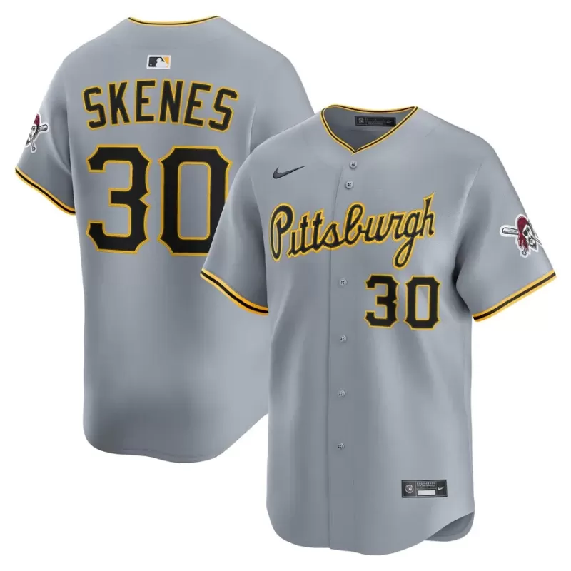 Men's Pittsburgh Pirates Paul Skenes Nike Gray Road Limited Player Jersey Men's Pittsburgh Pirates Paul Skenes Nike Gray Road Limited Player Jersey