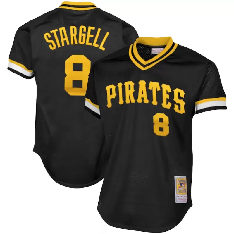 Men's Pittsburgh Pirates Willie Stargell Mitchell & Ness Black Cooperstown Collection Big & Tall Mesh Batting Practice Jersey Men's Pittsburgh Pirates Willie Stargell Mitchell & Ness Black Cooperstown Collection Big & Tall Mesh Batting Practice Jersey