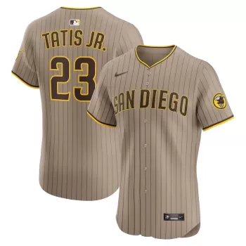 Men's San Diego Padres Fernando Tatis Jr. Nike Khaki Sand Elite Jersey Men's San Diego Padres Fernando Tatis Jr. Nike Khaki Sand Elite Jersey