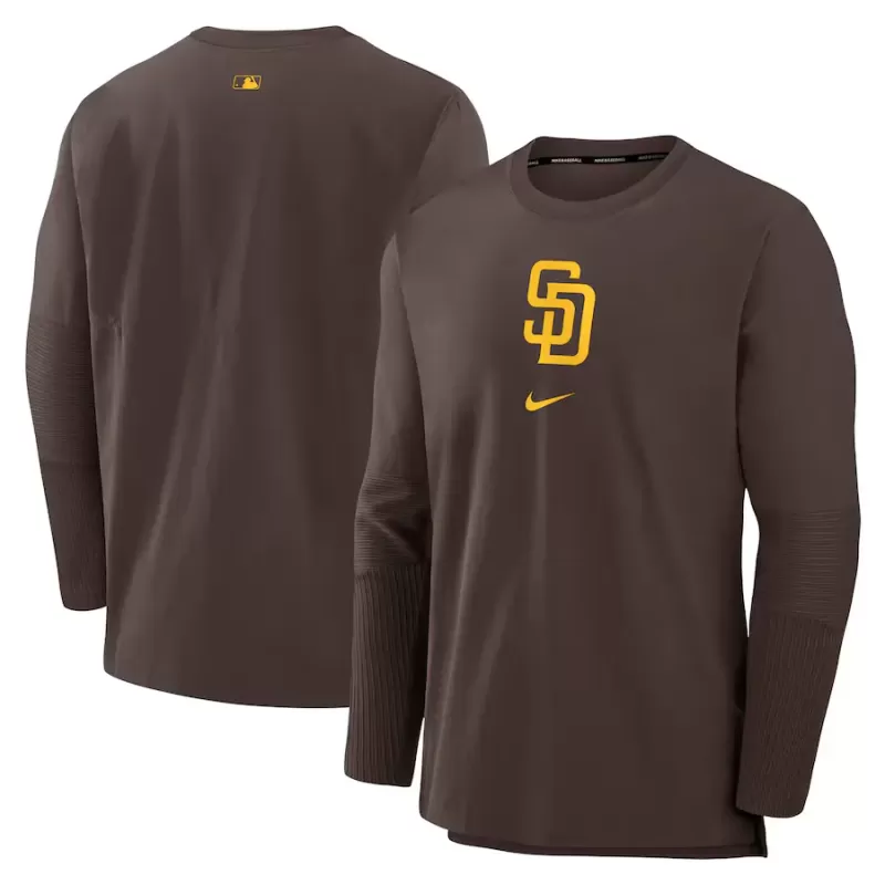 Men's San Diego Padres Nike Brown Authentic Collection Player Performance Pullover Sweatshirt Men's San Diego Padres Nike Brown Authentic Collection Player Performance Pullover Sweatshirt
