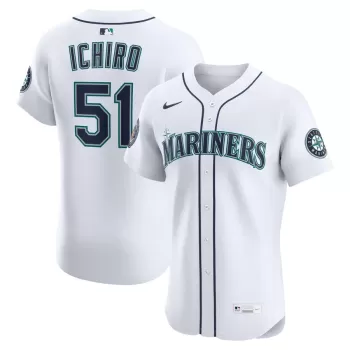 Men's Seattle Mariners Ichiro Suzuki Nike White 2025 National Baseball Hall of Fame Road Elite Player Jersey Men's Seattle Mariners Ichiro Suzuki Nike White 2025 National Baseball Hall of Fame Road Elite Player Jersey