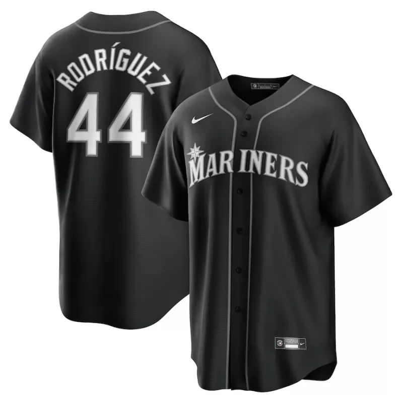 Men's Seattle Mariners Julio Rodríguez Nike Black Lights Out Replica Player Jersey Men's Seattle Mariners Julio Rodríguez Nike Black Lights Out Replica Player Jersey