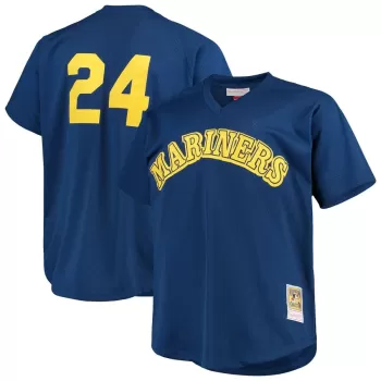 Men's Seattle Mariners Ken Griffey Jr. Mitchell & Ness Royal Big & Tall Cooperstown Collection Mesh Batting Practice Jersey Men's Seattle Mariners Ken Griffey Jr. Mitchell & Ness Royal Big & Tall Cooperstown Collection Mesh Batting Practice Jersey