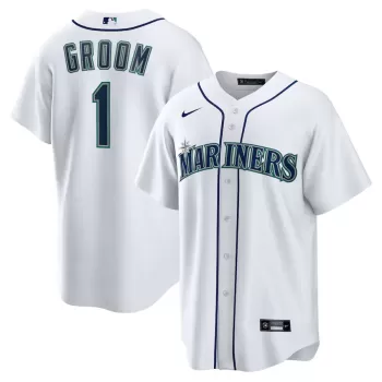 Men's Seattle Mariners Nike White #1 Groom Home Replica Jersey