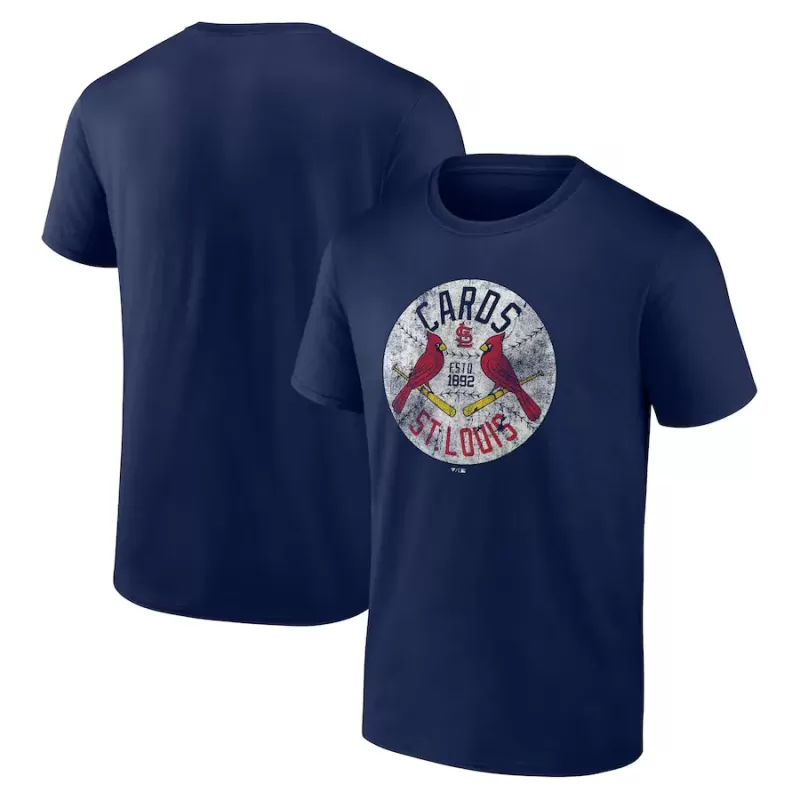 Men's St. Louis Cardinals Navy Hometown Collection Vintage Cards T-Shirt Men's St. Louis Cardinals Navy Hometown Collection Vintage Cards T-Shirt