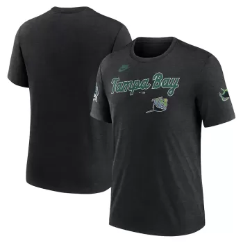 Men's Tampa Bay Rays Nike Heather Black Cooperstown Collection Eras Tri-Blend T-Shirt Men's Tampa Bay Rays Nike Heather Black Cooperstown Collection Eras Tri-Blend T-Shirt