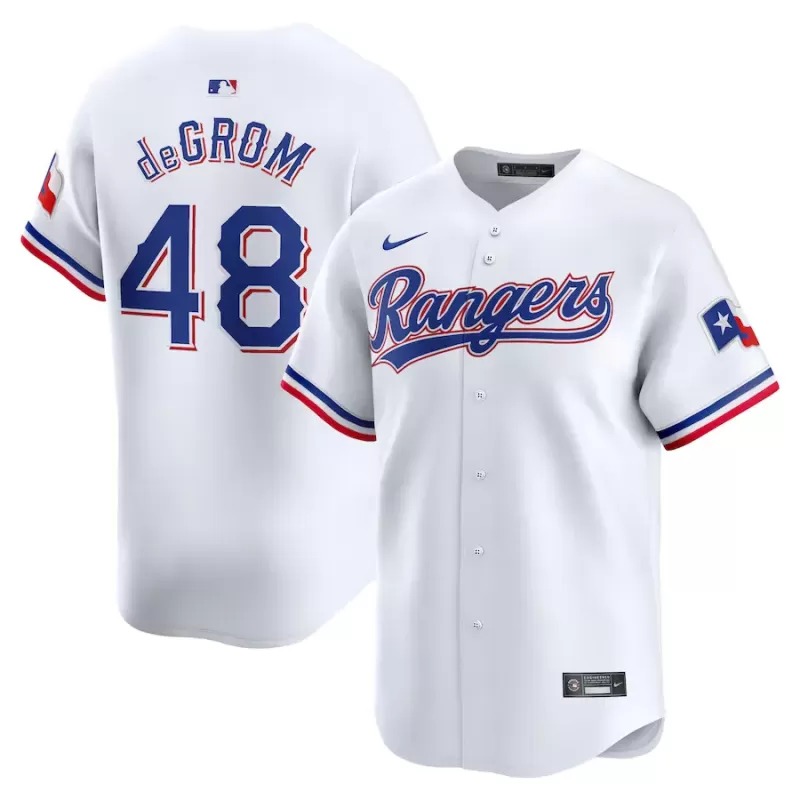 Men's Texas Rangers Jacob deGrom Nike White Home Limited Player Jersey Men's Texas Rangers Jacob deGrom Nike White Home Limited Player Jersey
