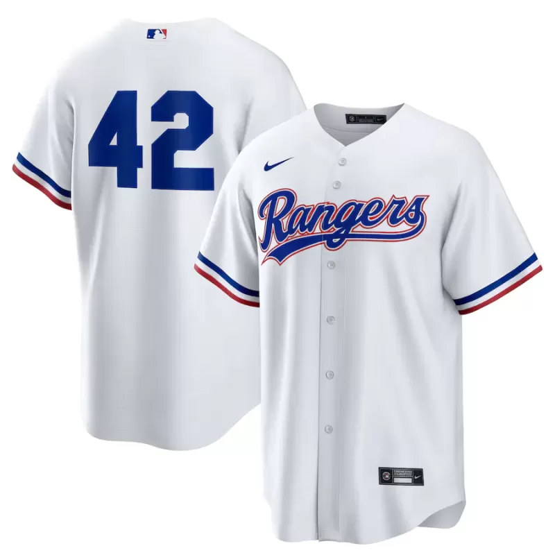 Men's Texas Rangers Nike White Home 2025 Jackie Robinson Day Replica Jersey Men's Texas Rangers Nike White Home 2025 Jackie Robinson Day Replica Jersey