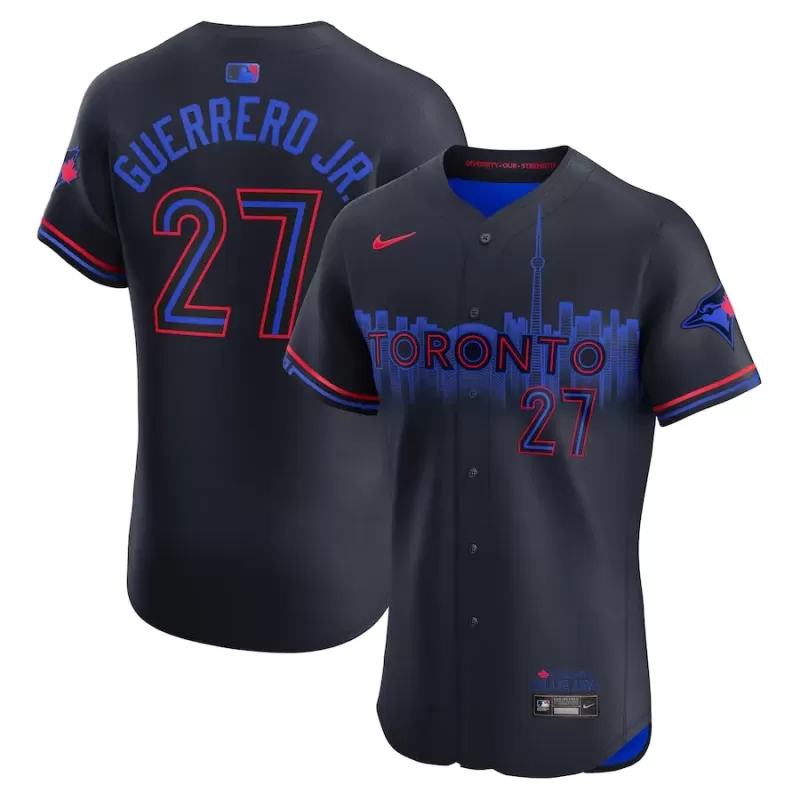 Men's Toronto Blue Jays Vladimir Guerrero Jr. Nike Navy 2024 City Connect Elite Player Jersey Men's Toronto Blue Jays Vladimir Guerrero Jr. Nike Navy 2024 City Connect Elite Player Jersey
