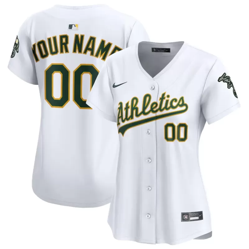Women's Athletics Nike White Home Limited Custom Jersey Women's Athletics Nike White Home Limited Custom Jersey