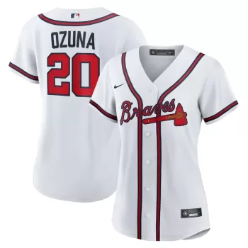 Women's Atlanta Braves Marcell Ozuna Nike White Home Replica Jersey Women's Atlanta Braves Marcell Ozuna Nike White Home Replica Jersey