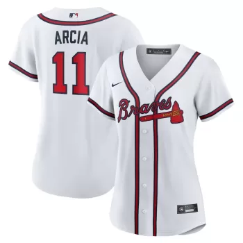Women's Atlanta Braves Orlando Arcia Nike White Home Replica Jersey Women's Atlanta Braves Orlando Arcia Nike White Home Replica Jersey