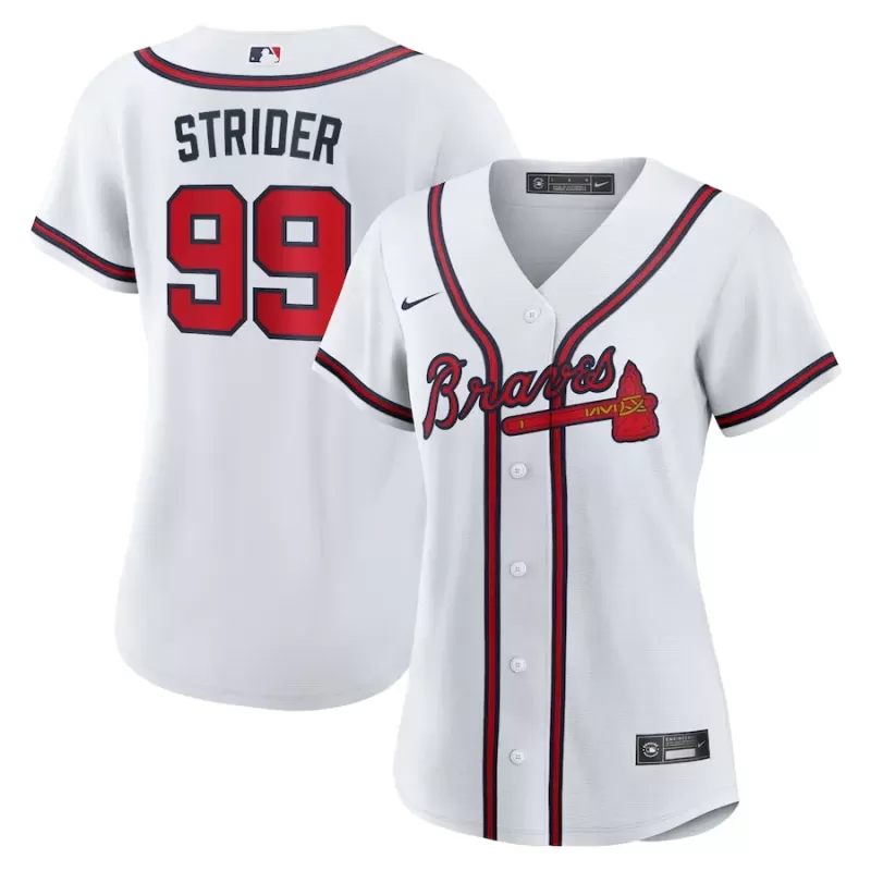 Women's Atlanta Braves Spencer Strider Nike White Home Replica Jersey Women's Atlanta Braves Spencer Strider Nike White Home Replica Jersey