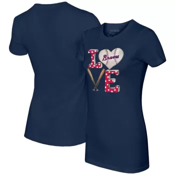 Women's Atlanta Braves Tiny Turnip Navy Baseball Love T-Shirt Women's Atlanta Braves Tiny Turnip Navy Baseball Love T-Shirt