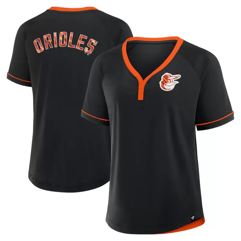 Women's Baltimore Orioles Fanatics Black League Diva Star Raglan V-Neck T-Shirt Women's Baltimore Orioles Fanatics Black League Diva Star Raglan V-Neck T-Shirt