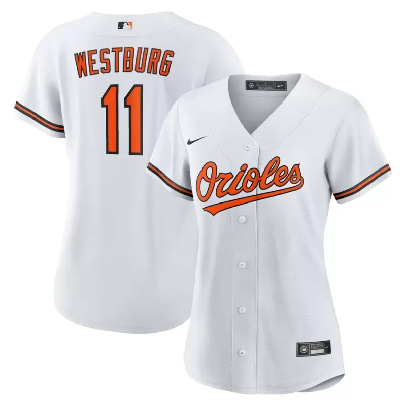 Women's Baltimore Orioles Jordan Westburg Nike White Home Replica Jersey Women's Baltimore Orioles Jordan Westburg Nike White Home Replica Jersey