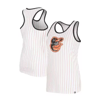 Women's Baltimore Orioles New Era White Gameday Pinstripe Tank Top Women's Baltimore Orioles New Era White Gameday Pinstripe Tank Top