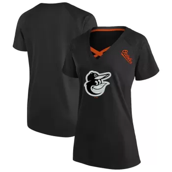 Women's Baltimore Orioles Profile Black Plus Size Glitter Raglan V-Neck T-Shirt Women's Baltimore Orioles Profile Black Plus Size Glitter Raglan V-Neck T-Shirt
