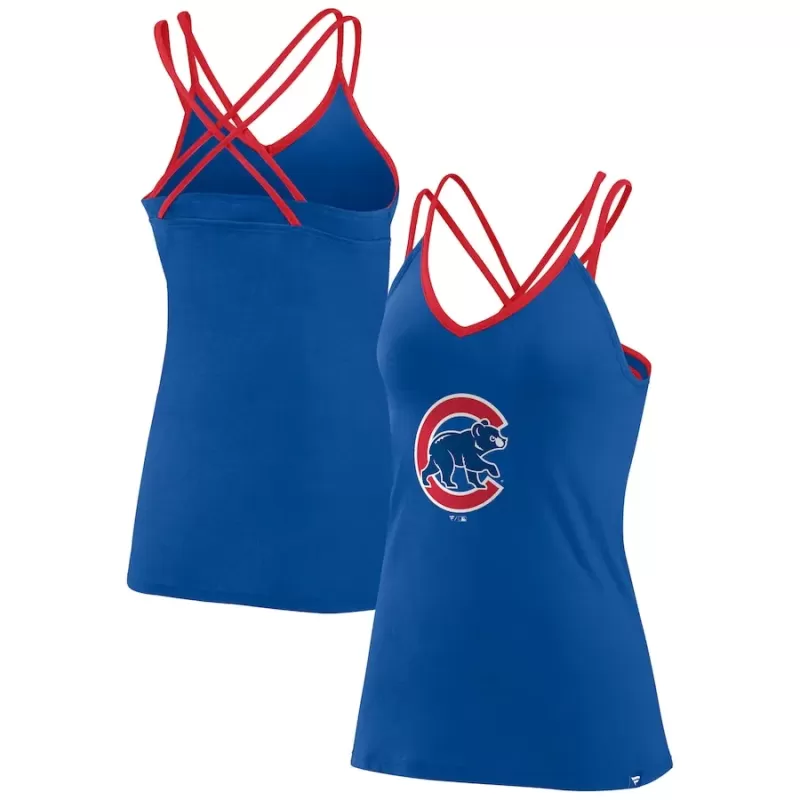 Women's Chicago Cubs Fanatics Royal Barrel It Up Cross Back V-Neck Tank Top Women's Chicago Cubs Fanatics Royal Barrel It Up Cross Back V-Neck Tank Top