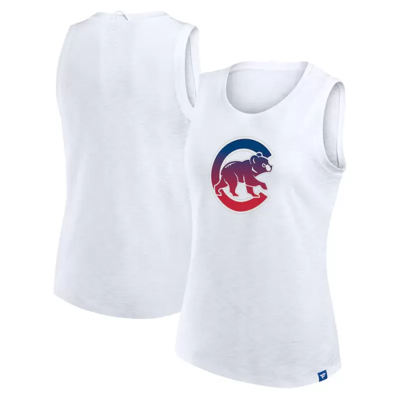 Women's Chicago Cubs Fanatics White Activate Slub Tank Top Women's Chicago Cubs Fanatics White Activate Slub Tank Top
