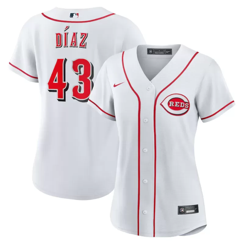 Women's Cincinnati Reds Alexis Diaz Nike White Home Replica Jersey Women's Cincinnati Reds Alexis Diaz Nike White Home Replica Jersey