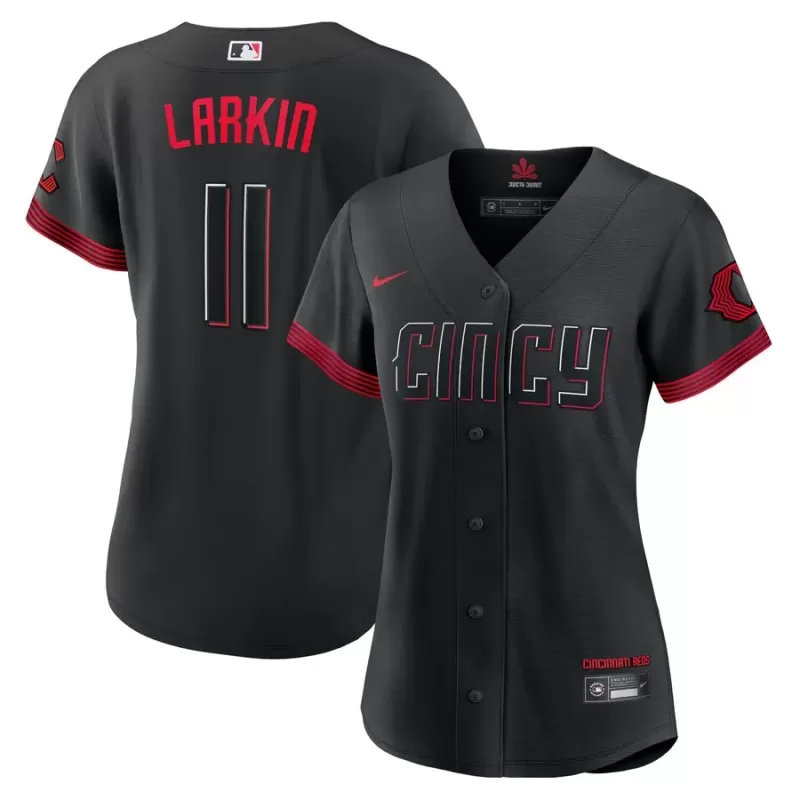 Women's Cincinnati Reds Barry Larkin Nike Black City Connect Replica Player Jersey Women's Cincinnati Reds Barry Larkin Nike Black City Connect Replica Player Jersey