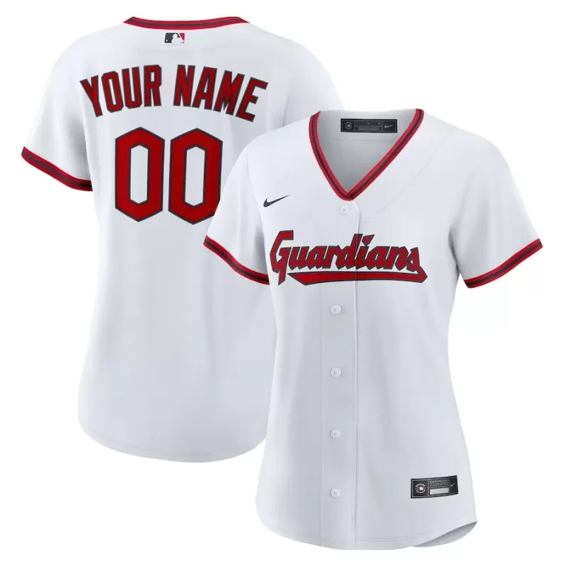 Women's Cleveland Guardians Nike White Home Custom Replica 2.0 Jersey Women's Cleveland Guardians Nike White Home Custom Replica 2.0 Jersey