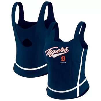 Women's Detroit Tigers WEAR by Erin Andrews Navy Square Neck Tank Top Women's Detroit Tigers WEAR by Erin Andrews Navy Square Neck Tank Top