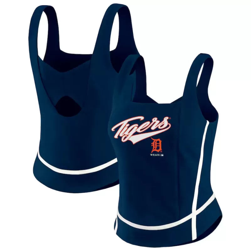 Women's Detroit Tigers WEAR by Erin Andrews Navy Square Neck Tank Top Women's Detroit Tigers WEAR by Erin Andrews Navy Square Neck Tank Top