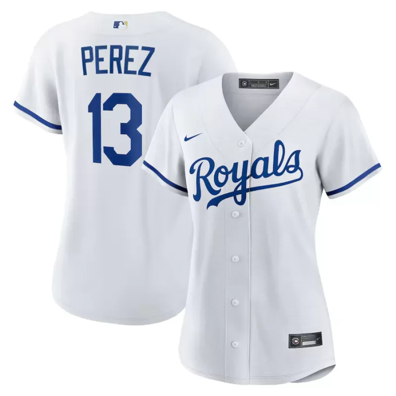 Women's Kansas City Royals Salvador Perez Nike White Home Replica Jersey Women's Kansas City Royals Salvador Perez Nike White Home Replica Jersey