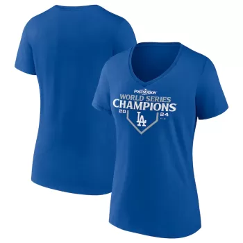 Women's Los Angeles Dodgers Fanatics Royal 2024 World Series Champions Official Logo V-Neck T-Shirt Women's Los Angeles Dodgers Fanatics Royal 2024 World Series Champions Official Logo V-Neck T-Shirt