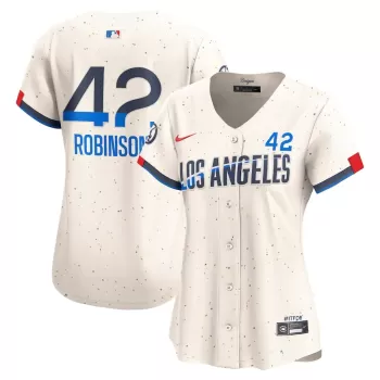 Women's Los Angeles Dodgers Jackie Robinson Nike Cream City Connect Retired Limited Jersey Women's Los Angeles Dodgers Jackie Robinson Nike Cream City Connect Retired Limited Jersey