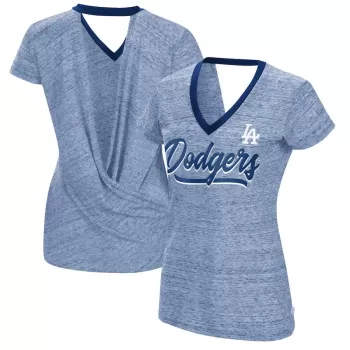 Women's Los Angeles Dodgers Touch Royal Halftime Back Wrap Top V-Neck T-Shirt Women's Los Angeles Dodgers Touch Royal Halftime Back Wrap Top V-Neck T-Shirt