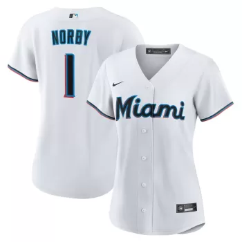 Women's Miami Marlins Connor Norby Nike White Home Replica Jersey Women's Miami Marlins Connor Norby Nike White Home Replica Jersey