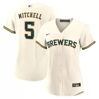Women's Milwaukee Brewers Garrett Mitchell Nike White Home Replica Jersey Women's Milwaukee Brewers Garrett Mitchell Nike White Home Replica Jersey