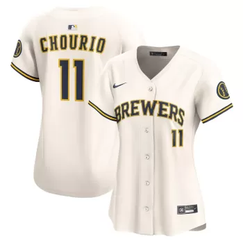 Women's Milwaukee Brewers Jackson Chourio Nike Cream Home Limited Player Jersey Women's Milwaukee Brewers Jackson Chourio Nike Cream Home Limited Player Jersey