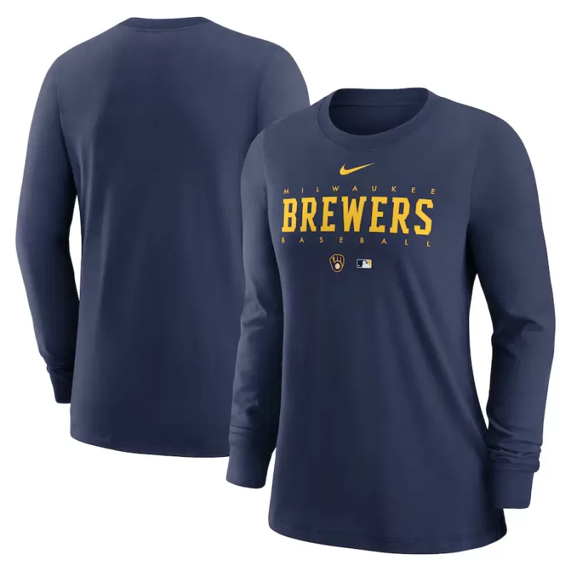 Women's Milwaukee Brewers Nike Navy Authentic Collection Legend Performance Long Sleeve T-Shirt Women's Milwaukee Brewers Nike Navy Authentic Collection Legend Performance Long Sleeve T-Shirt