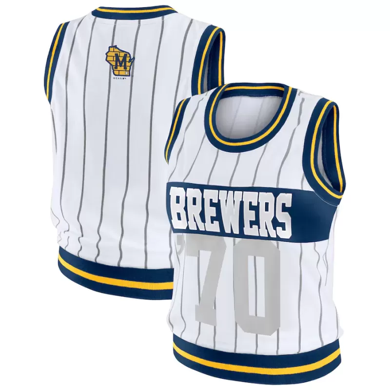 Women's Milwaukee Brewers WEAR by Erin Andrews White Sporty Tank Top Women's Milwaukee Brewers WEAR by Erin Andrews White Sporty Tank Top