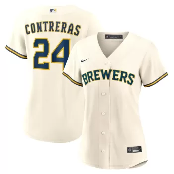 Women's Milwaukee Brewers William Contreras Nike Cream Home Replica Jersey Women's Milwaukee Brewers William Contreras Nike Cream Home Replica Jersey