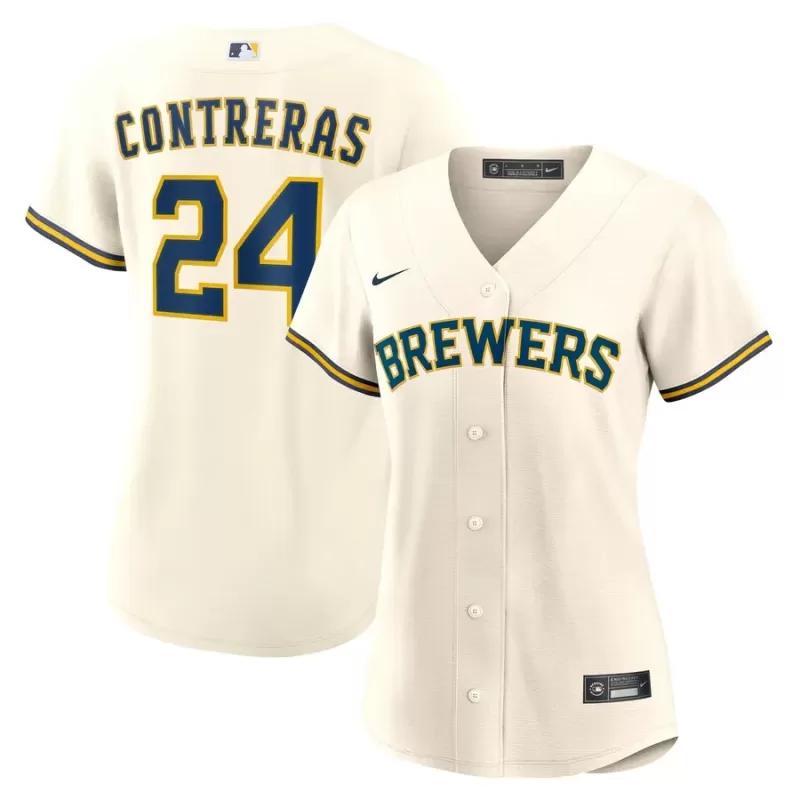 Women's Milwaukee Brewers William Contreras Nike Cream Home Replica Jersey Women's Milwaukee Brewers William Contreras Nike Cream Home Replica Jersey