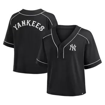 Women's New York Yankees Fanatics Black Oversized Champ Game Cropped V-Neck T-Shirt Women's New York Yankees Fanatics Black Oversized Champ Game Cropped V-Neck T-Shirt
