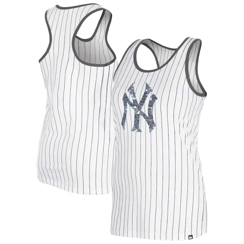 Women's New York Yankees New Era White Gameday Pinstripe Tank Top Women's New York Yankees New Era White Gameday Pinstripe Tank Top