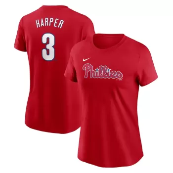 Women's Philadelphia Phillies Bryce Harper Nike Red Fuse Name & Number T-Shirt Women's Philadelphia Phillies Bryce Harper Nike Red Fuse Name & Number T-Shirt
